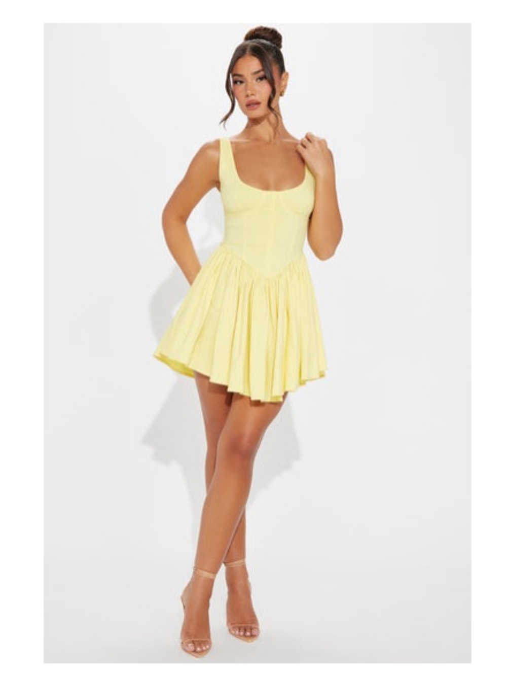 Fashion Nova Yellow Corset Mini Dress | Fit & Flare | Summer Dress